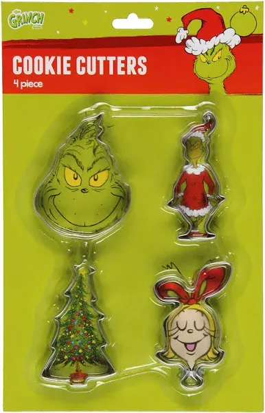 Dr Seuss The Grinch Stainless Steel Cookie Cutter Set NEW Stole Christmas Baking