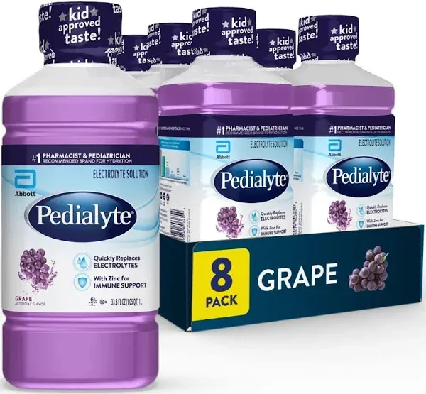 Pedialyte Grape Oral Electrolyte Solution, 1 Liter - Case/8