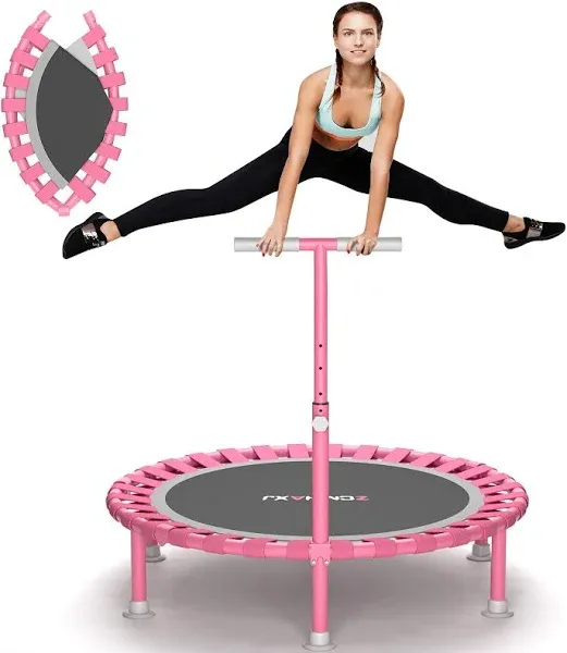 ZCMHAXJ Foldable Mini Trampoline 40" Rebounder Trampoline for Adults with T Shape Adjustable Bar