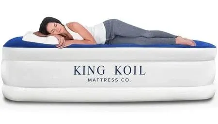 King Koil Luxury Pillow Top Plush Air Mattress With Built-in High-Speed Pump Home