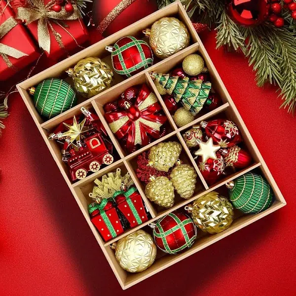 82pcs Christmas Balls Ornaments Set, Delightful Classic Gift Set Gift Set, Sh...