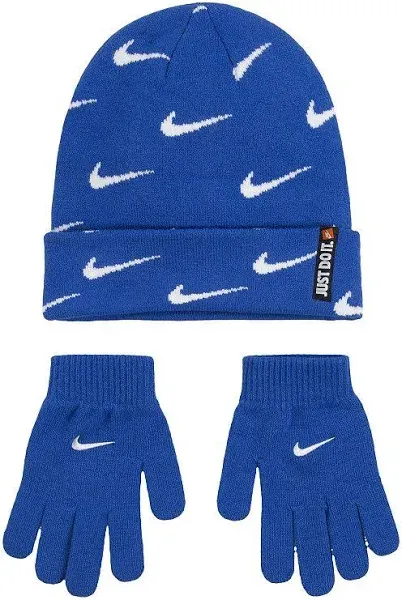 Kids Nike Swoosh Repeat Beanie & Gloves Set