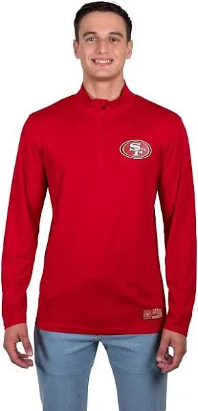 Adults Ultra Game NFL Super Soft Quarter Zip Long Sleeve T-Shirt