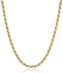 Amazon Essentials Sterling Silver Diamond Cut Rope Chain Necklace (Previously Amazon Collection)