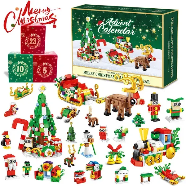 Advent Calendar 2024 Christmas Tree Building Toy Set