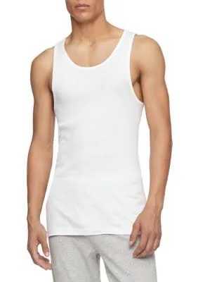 Calvin Klein Men&#039;s Cotton Classic 3-Pack Tanks, White, Medium