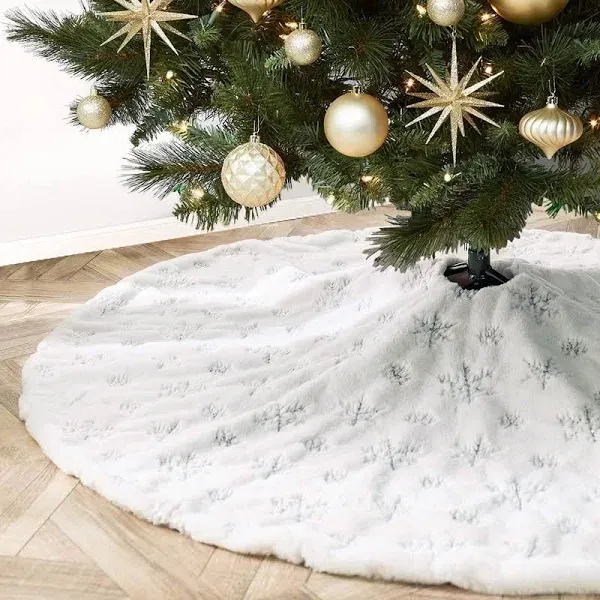 KHOYIME 48 Inches Large Faux Fur Christmas Tree Skirt