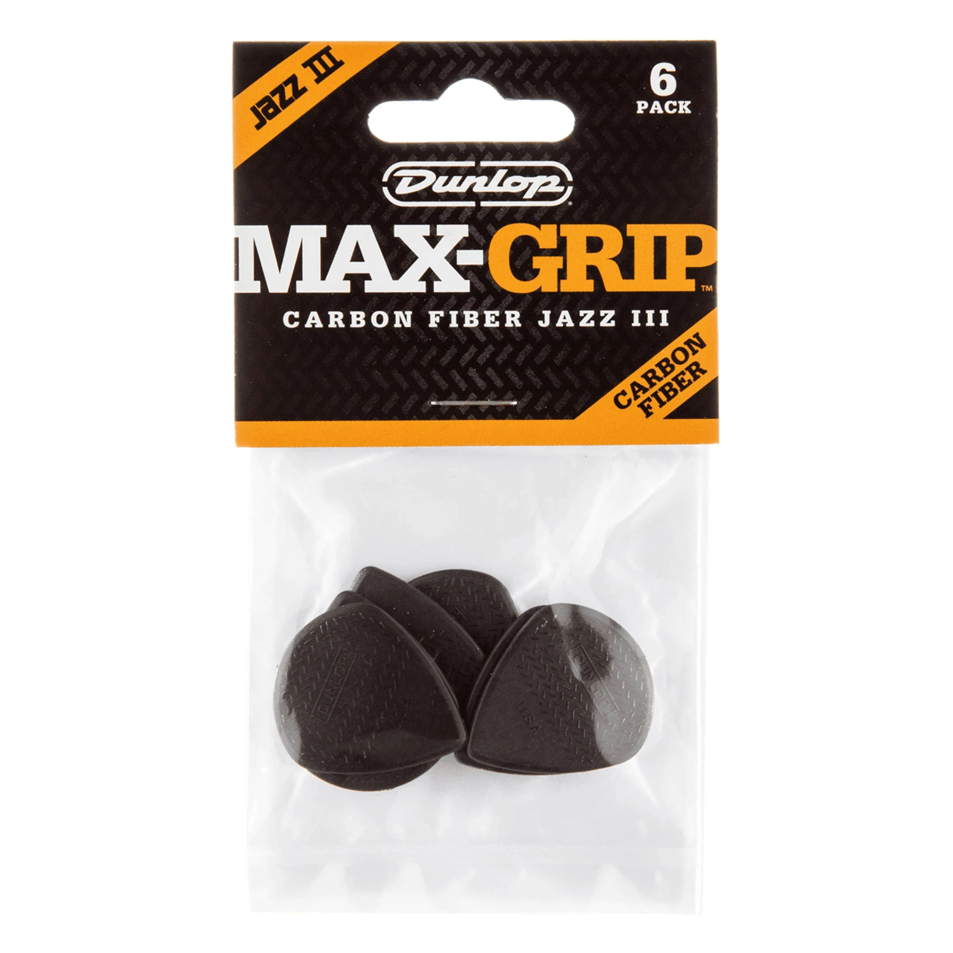 Dunlop Max Grip Jazz III Carbon Fiber Guitar Picks - 24-Pack