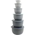 Cook with Color Deep Mixing Bowls with Lids 12 Piece Grey