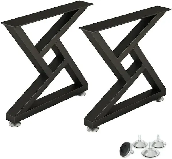 Black Metal Coffee Table Legs 16 Inch, DIY Cast Iron Bench Legs Set of 2, Mod...