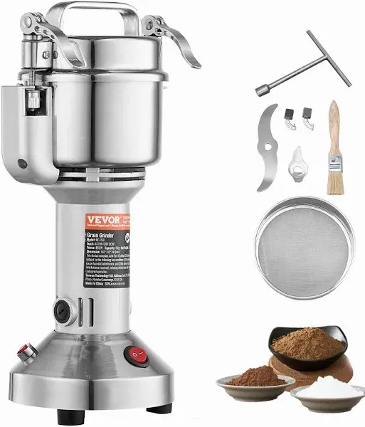 VEVOR 750g Electric Grain Mill Grinder High Speed 2000W Commercial Spice Grinders