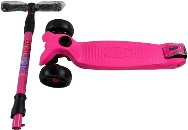 Allek Kick Scooter B02, Lean 'N Glide Scooter with Extra Wide PU Light-Up Wheels and 4 Adjustable Heights for Children From, Aqua