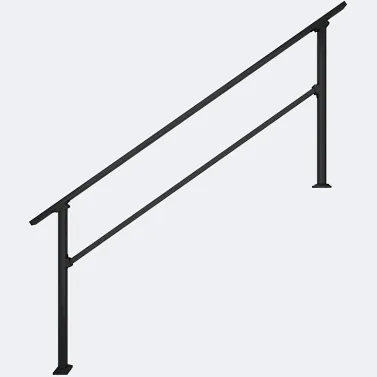 Chr 6 Steps Outdoor Handrails for Outdoor Steps, Black Wrought Iron Hand Rail Stair Railing Kit (5-6 Steps Handrail)