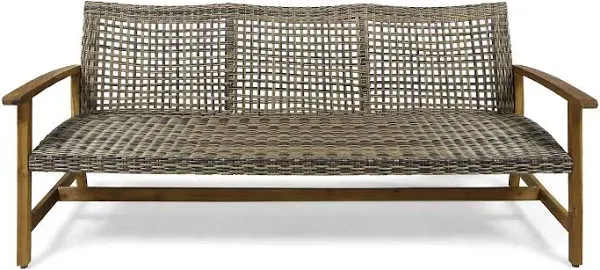 GDFSTUDIO Outdoor Wood Sofa Wicker