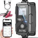 2-in-1 Smart Car Battery Charger & Battery Tester, Topdon TB6000Pro 6Amp 6V/12V Trickle Charger Maintainer, 12V Load Tester, Black