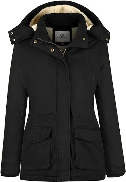 Wenven Women's Heavy Sherpa Lined Parka Jacket with Hood