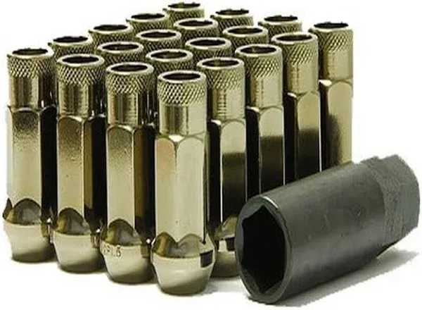 Muteki SR48 Series Black 12mm x 1.5 inch Thread Size Open End Lug Nut with Key (Set 20), Size: 12x1.5