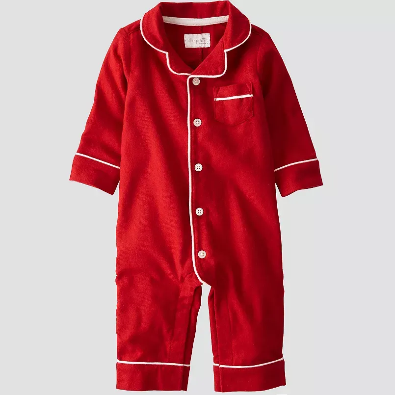 Baby Little Planet by Carter's Organic Cotton Coat Style Pajamas, Boy's, Size: 6 Months, Red