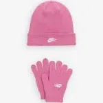 Nike Pink Club Beanie Hat and Glove Set Age 3-7yrs