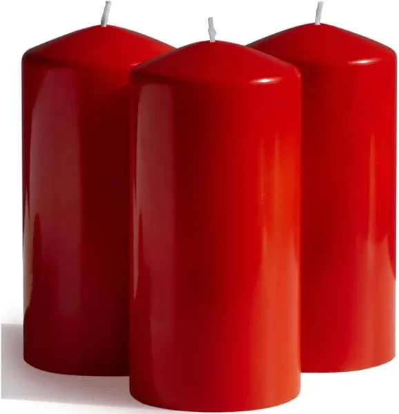 3x6 Pillar Candles Set of 3 - Red Christmas Candles Pillar - 80-Hour Burn Tim...