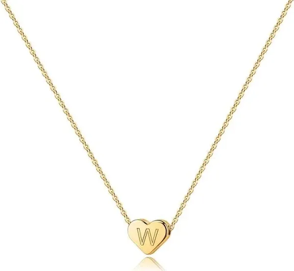 Turandoss Gold K Necklace for Women Girls - 14K Gold Filled Heart Initial Necklaces for Women, Tiny Initial Necklace for Girls Gifts, Letter Initial