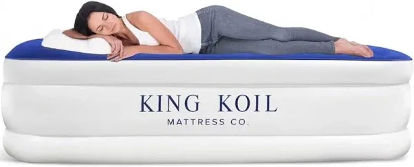 King Koil Luxury Pillow Top Plush Air Mattress With Built-in High-Speed Pump Home