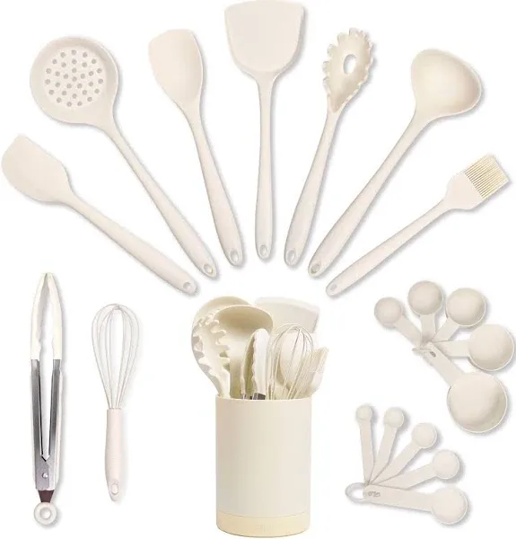 Silicone Kitchen Utensils Set & Holder