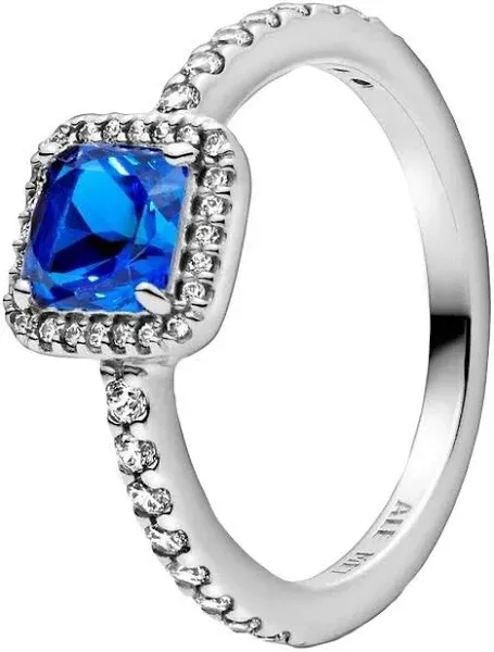 Pandora Blue Square Sparkle Halo Ring