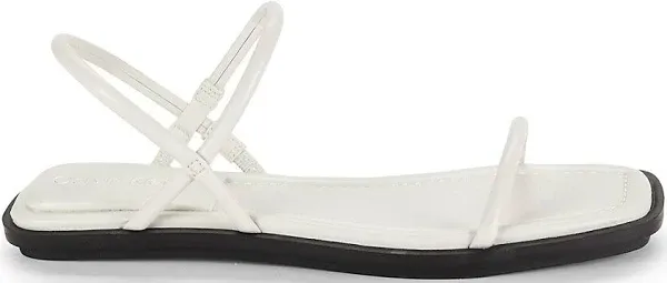 Calvin Klein Women's Prue Sqaure Toe Leather Flat Sandals