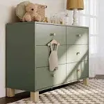 Storkcraft California 6-Drawer Double Dresser - Olive/Driftwood