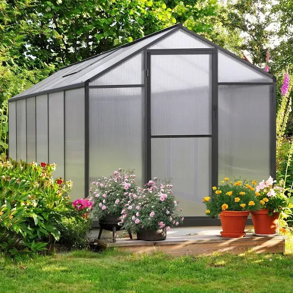 VEIKOUS Aluminum Greenhouse 6-ft L x 8-ft W x 6-ft H Gray Greenhouse | PG0101-13-01SI