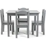 Humble Crew Kids Wood Table and 4 Chair Set Grey