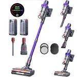 SMOTURE Cordless Vacuum Cleaner, 2 Batteries 110 Mins Runtime Vacuum Cleaners for Home, 40Kpa 450W Stick Vacuum with Brushless Motor, Automatically