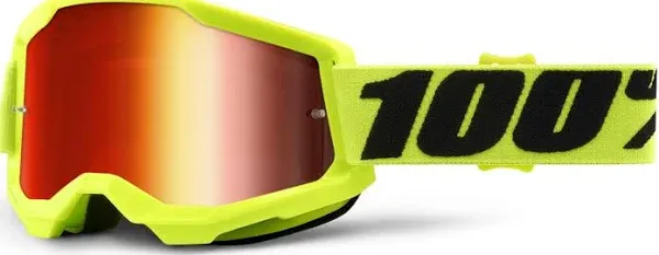 100% Strata 2 Goggle Neon Yellow Mirror Pink Lens