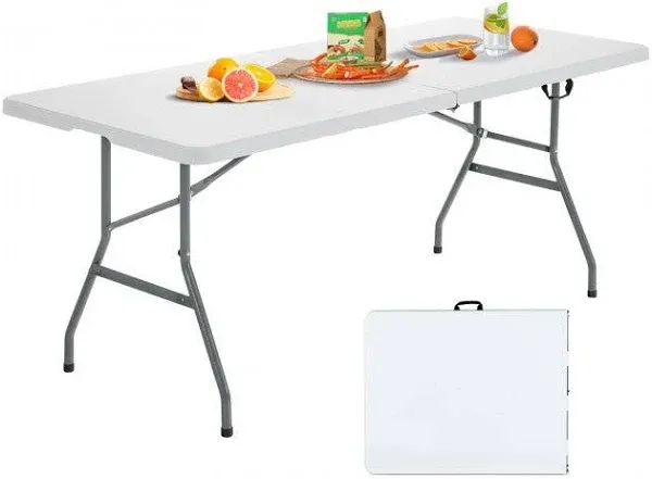 Costway 6' Folding Table Portable Plastic Indoor Outdoor Picnic Dining Camp Tables