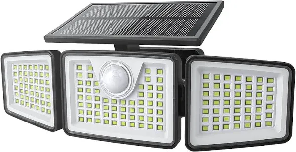 daphino Solar Lights Outdoor 2500LM Motion Sensor Outdoor Lights,3 Head 355° Wide Angle Street Area Lights