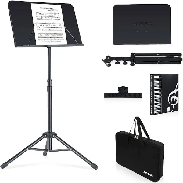 Dual-Use Folding Sheet Music Stand &amp; Desktop Book Stand with Portable Carrying B