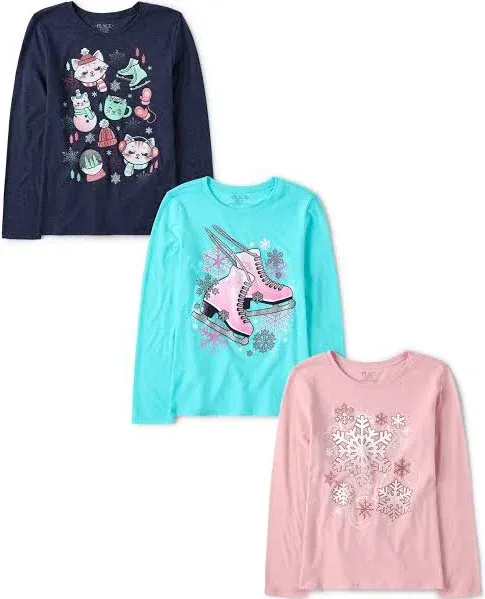 The Children's Place Girls' Dino Long Sleeve Graphic T-Shirts