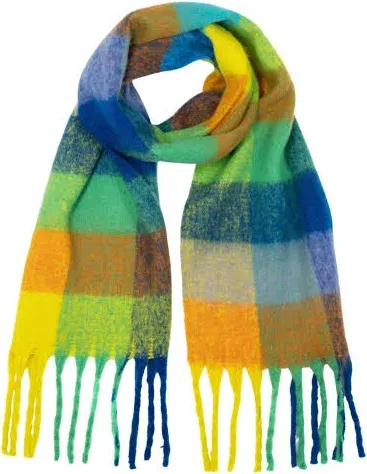 Sprigs Women's Oversized Checkered Fringe Scarf