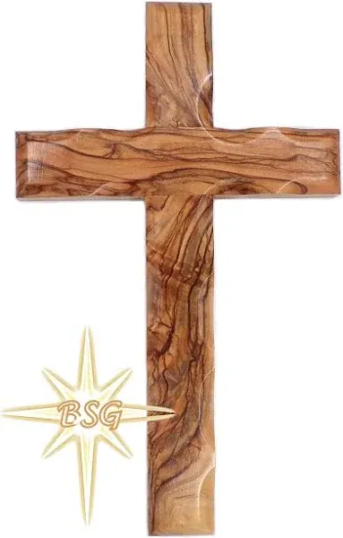 Wall Cross, Crosses from Bethlehem, 6'' - 16 cm, Holy Land. Olive Wood Crucifix. Hanging Home Decor. Gift for Godparents, Grandchildren, New House, CH