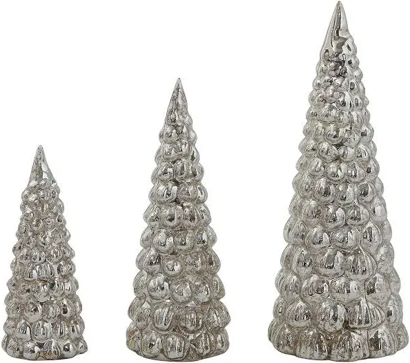 Birch Lane Embossed Mercury Glass Trees Set of 3