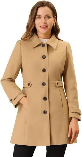 Women's Allegra K Winter Classic Outwear Overcoat with Pockets Single Breasted Coat