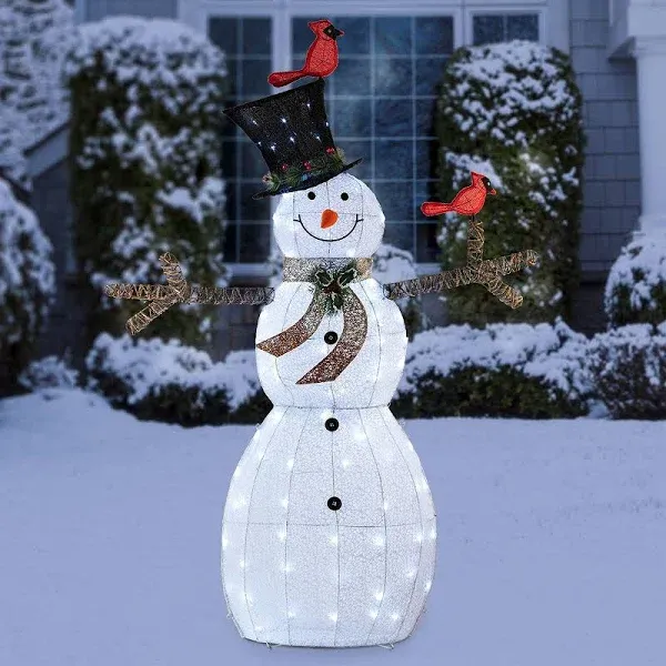 Alpine Corporation 74"H Outdoor Mesh Snowman Lawn Decoration