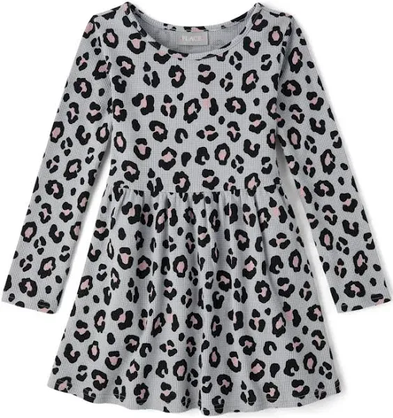 Girls Print Thermal Everyday Dress - Gray