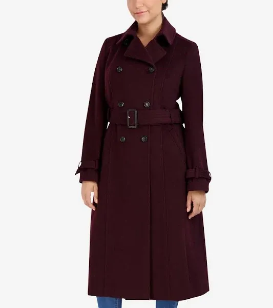 Cole Haan Women's Flared Trench Slick Wool Coat