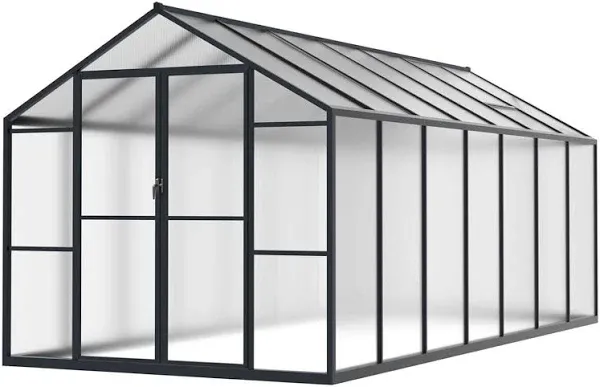 Veikous Aluminum Walk-In Garden Greenhouse Kit and Lockable Door