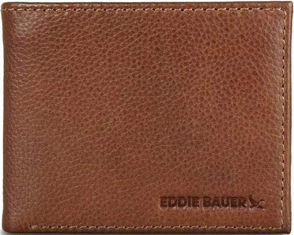 Eddie Bauer Men's Signature Leather Bifold Wallet