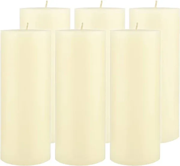 Stonebriar Collection Tall Long Burning Unscented Wax Pillar Candles