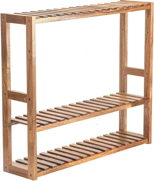 3 Tier Wood Shelf, with Adjustable Layer, Multifunctiona<wbr/>l Standing Shelf Walnut