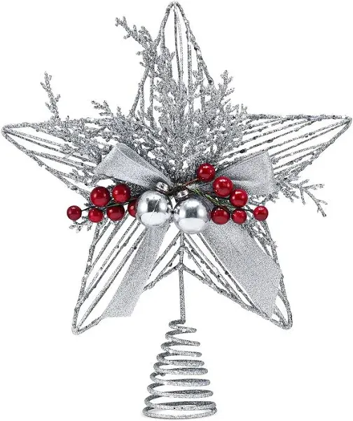 Ornativity Silver Star Tree Topper